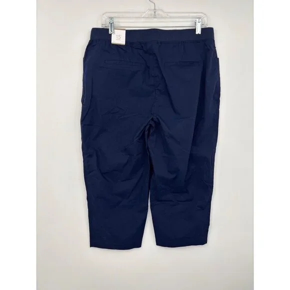 Chico's Casual Cotton Stretch Capri Crop Pant Navy Blue Size 1.5 (10) Medium - Picture 3 of 6